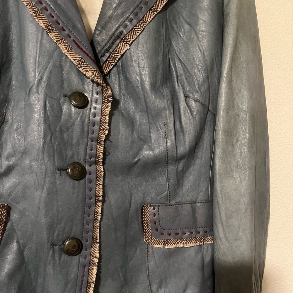 Blue leather jacket